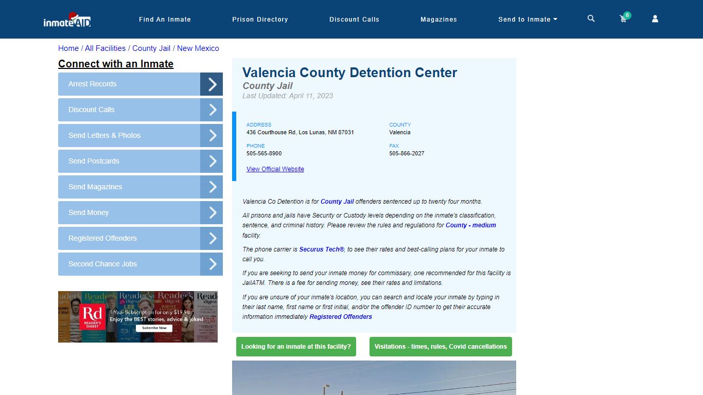 Valencia County Detention Center - Inmate Locator - Los Lunas, NM